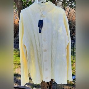 Men's Paul Jones button-up cardigan knit sweater 3XL White NWT